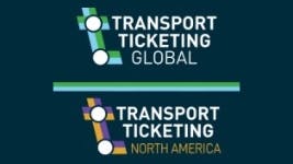 Combined logo for Transport Ticketing Global and Transport Ticketing North America, showing both event names in white text with a shared green and purple transit line icon, stacked on a dark teal background.