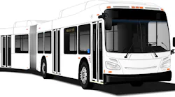A manufacturer's illustration of a New Flyer 60-foot articulated diesel bus in unbranded white livery, shown against a white background with the New Flyer name visible on the destination display.