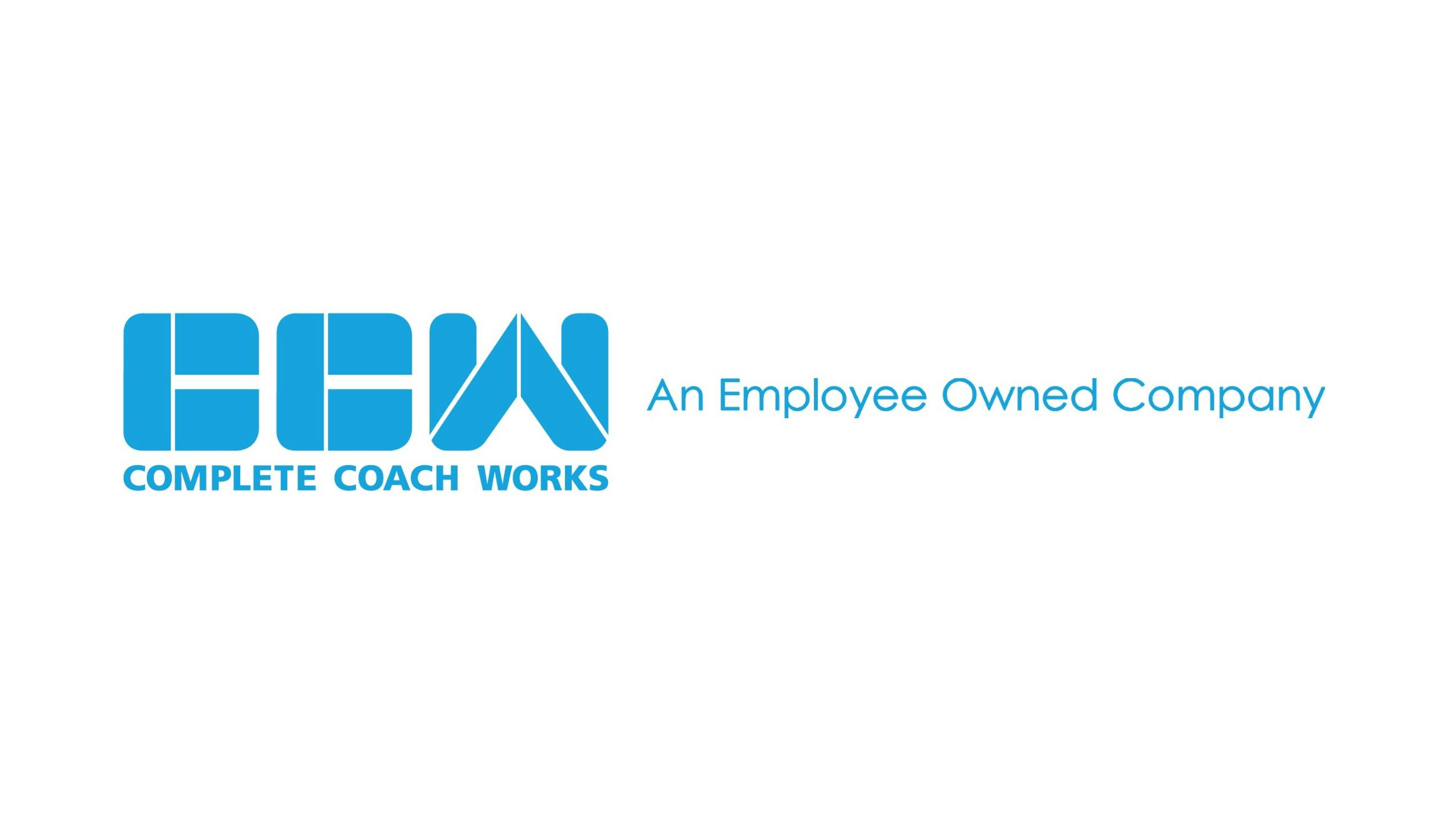 Logo for Complete Coach Works, showing the stylized blue 'CCW' mark beside the tagline 'An Employee Owned Company' on a white background.