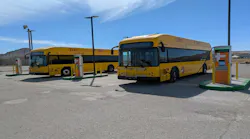 SCRTD’s BEBs charge at the Sunland Park Mobility and Energy Hub.