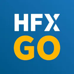 The HFX GO logo, featuring white and orange text on a blue gradient background, represents Halifax Transit's mobile fare payment app.