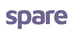 The spare logo is shown in purple font on a white background.