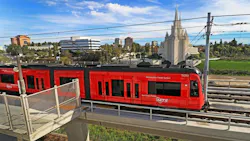 A San Diego MTS trolley.
