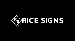 Rice Signs is displayed on a black background in white font.