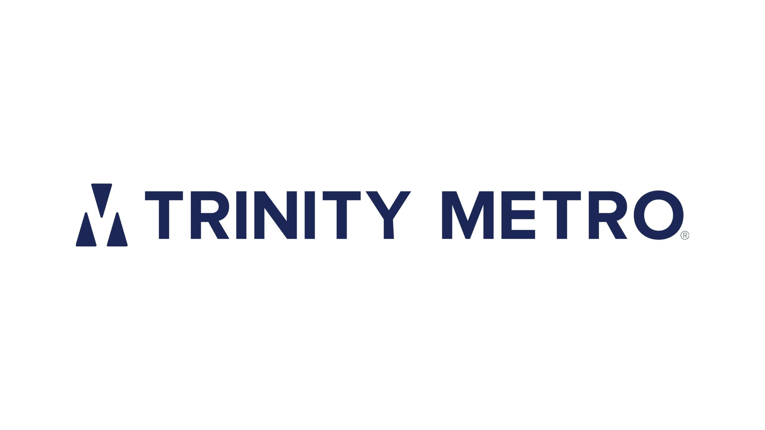 The Trinity Metro name and logo is shown in black font on a white background.